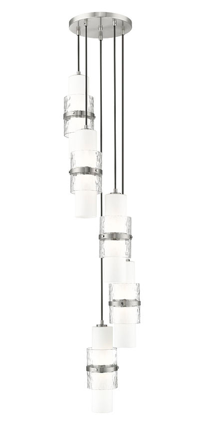 Z-Lite Cayden 12" 5-Light Brushed Nickel and Clear With Etched Opal Glass Shade Chandelier