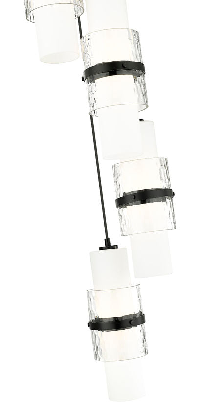 Z-Lite Cayden 12" 5-Light Matte Black and Clear With Etched Opal Glass Shade Chandelier