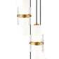Z-Lite Cayden 12" 5-Light Modern Gold and Clear With Etched Opal Glass Shade Chandelier