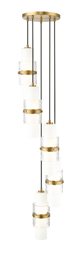 Z-Lite Cayden 12" 5-Light Modern Gold and Clear With Etched Opal Glass Shade Chandelier