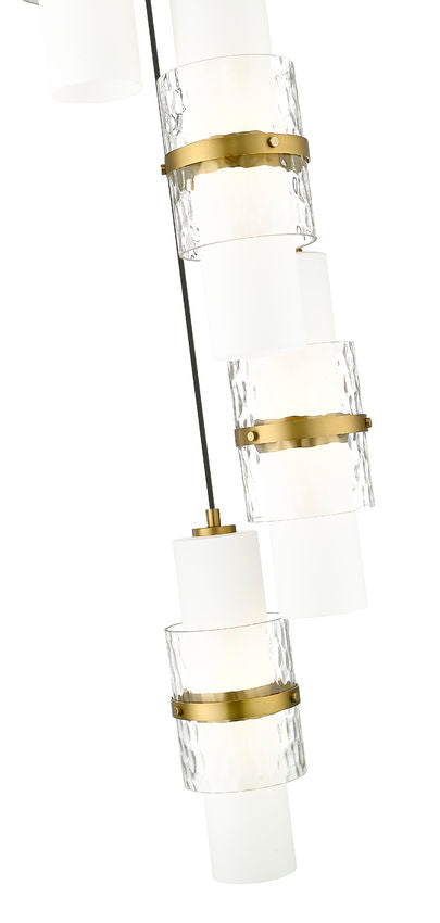 Z-Lite Cayden 12" 5-Light Modern Gold and Clear With Etched Opal Glass Shade Chandelier