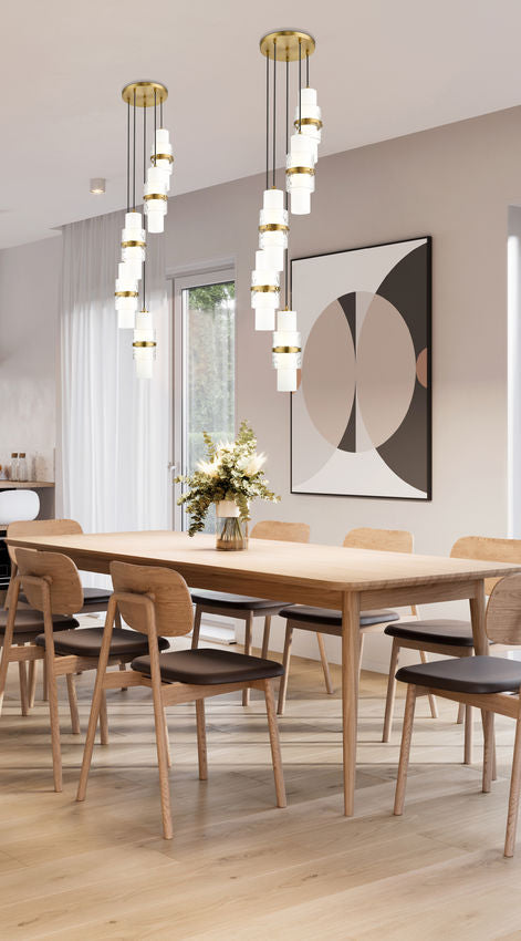 Z-Lite Cayden 12" 5-Light Modern Gold and Clear With Etched Opal Glass Shade Chandelier