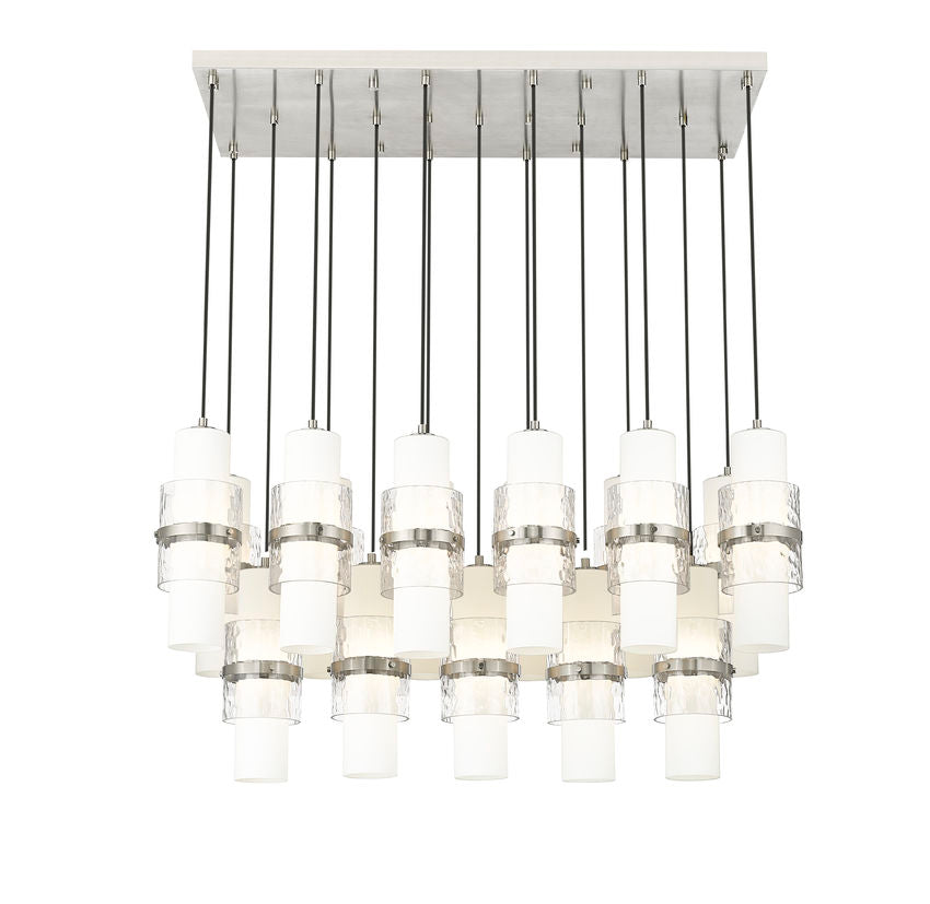 Z-Lite Cayden 18" 17-Light Brushed Nickel and Clear With Etched Opal Glass Shade Linear Chandelier