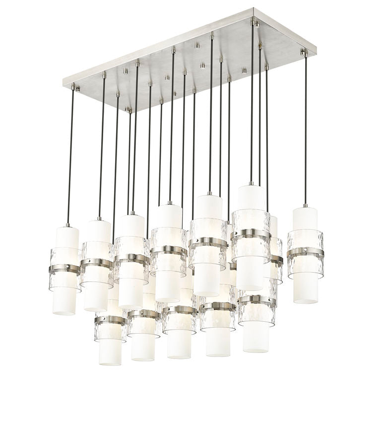 Z-Lite Cayden 18" 17-Light Brushed Nickel and Clear With Etched Opal Glass Shade Linear Chandelier