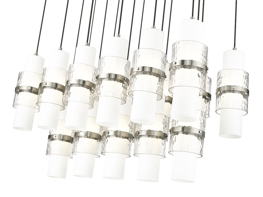 Z-Lite Cayden 18" 17-Light Brushed Nickel and Clear With Etched Opal Glass Shade Linear Chandelier