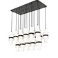 Z-Lite Cayden 18" 17-Light Matte Black and Clear With Etched Opal Glass Shade Linear Chandelier