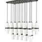 Z-Lite Cayden 18" 17-Light Matte Black and Clear With Etched Opal Glass Shade Linear Chandelier