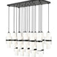 Z-Lite Cayden 18" 17-Light Matte Black and Clear With Etched Opal Glass Shade Linear Chandelier