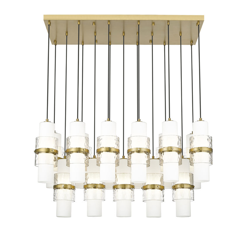 Z-Lite Cayden 18" 17-Light Modern Gold and Clear With Etched Opal Glass Shade Linear Chandelier