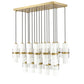 Z-Lite Cayden 18" 17-Light Modern Gold and Clear With Etched Opal Glass Shade Linear Chandelier