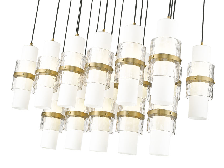 Z-Lite Cayden 18" 17-Light Modern Gold and Clear With Etched Opal Glass Shade Linear Chandelier