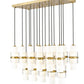 Z-Lite Cayden 18" 17-Light Modern Gold and Clear With Etched Opal Glass Shade Linear Chandelier