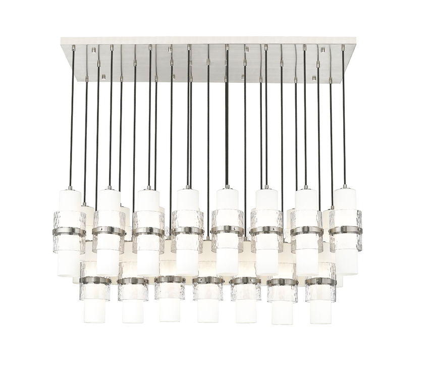 Z-Lite Cayden 18" 23-Light Brushed Nickel and Clear With Etched Opal Glass Shade Linear Chandelier