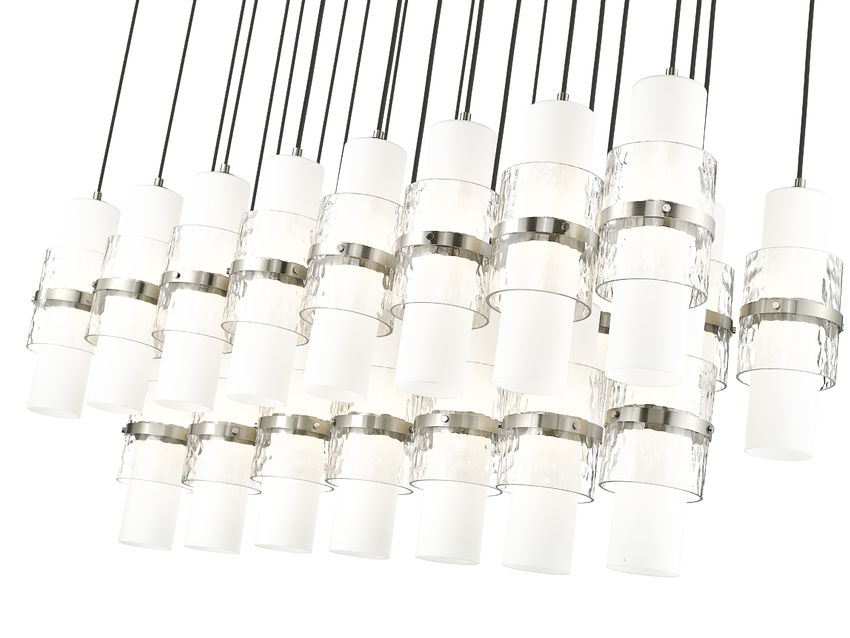 Z-Lite Cayden 18" 23-Light Brushed Nickel and Clear With Etched Opal Glass Shade Linear Chandelier