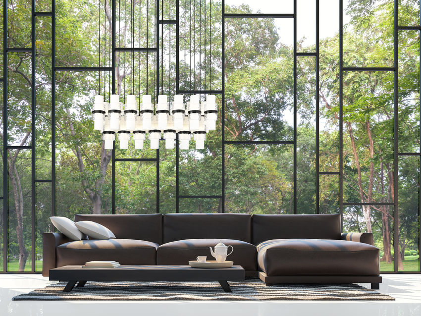 Z-Lite Cayden 18" 23-Light Matte Black and Clear With Etched Opal Glass Shade Linear Chandelier