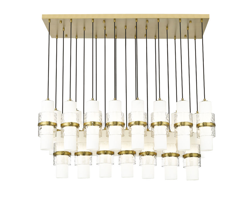 Z-Lite Cayden 18" 23-Light Modern Gold and Clear With Etched Opal Glass Shade Linear Chandelier
