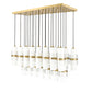 Z-Lite Cayden 18" 23-Light Modern Gold and Clear With Etched Opal Glass Shade Linear Chandelier