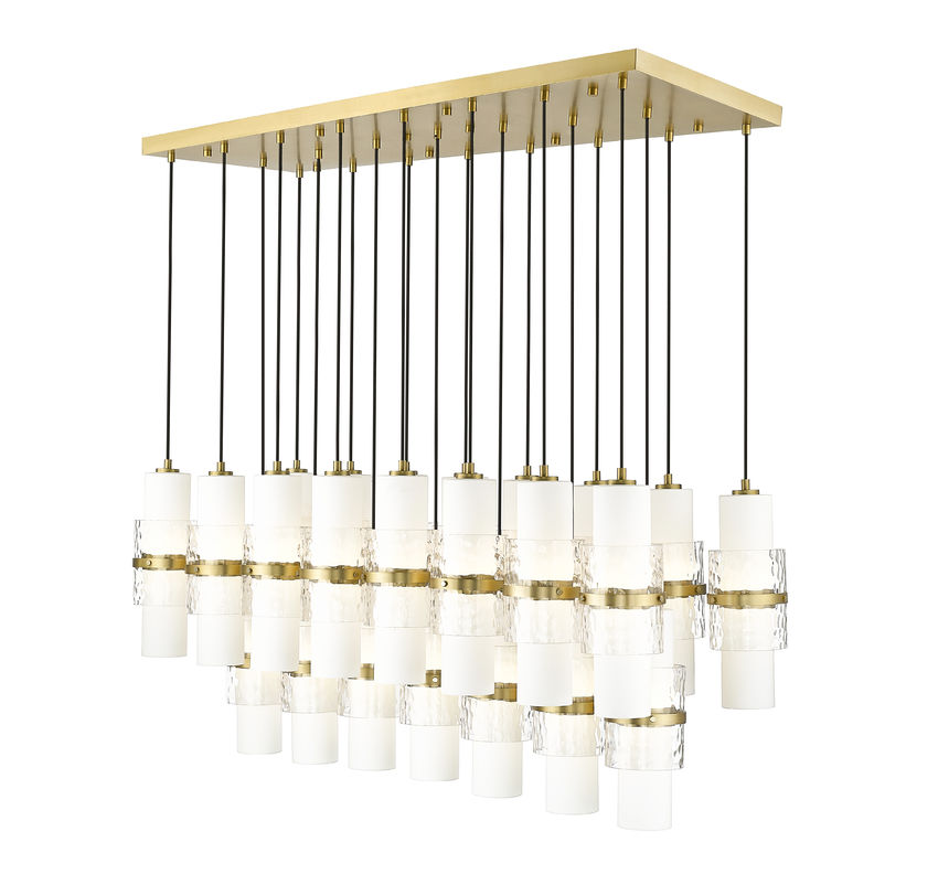 Z-Lite Cayden 18" 23-Light Modern Gold and Clear With Etched Opal Glass Shade Linear Chandelier