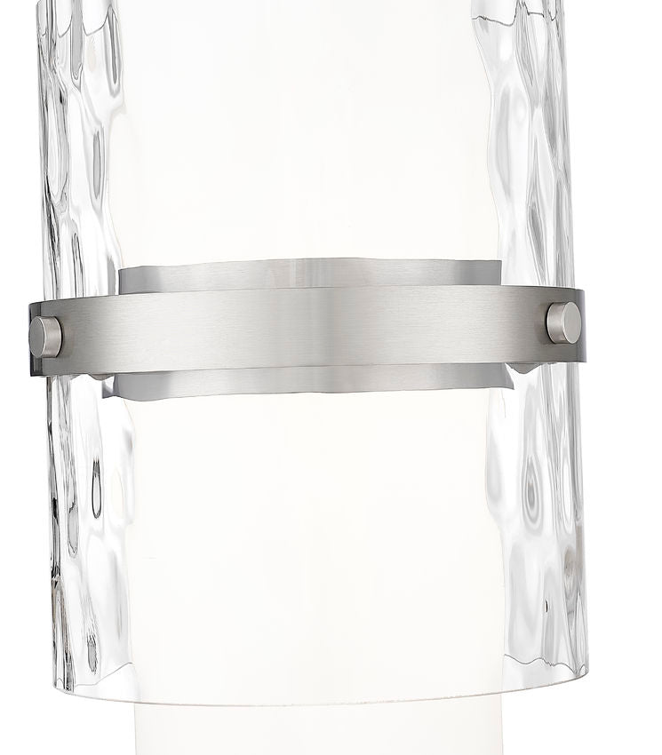 Z-Lite Cayden 1946P-ROD 7" 1-Light Brushed Nickel and Clear With Etched Opal Glass Shade Pendant Light