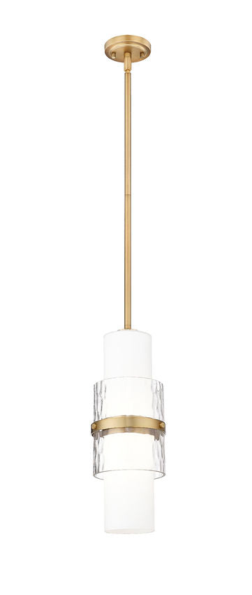 Z-Lite Cayden 1946P-ROD 7" 1-Light Modern Gold and Clear With Etched Opal Glass Shade Pendant Light