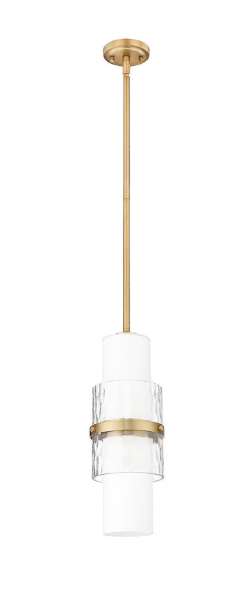 Z-Lite Cayden 1946P-ROD 7" 1-Light Modern Gold and Clear With Etched Opal Glass Shade Pendant Light