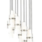 Z-Lite Cayden 24" 11-Light Brushed Nickel and Clear With Etched Opal Glass Shade Chandelier