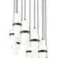 Z-Lite Cayden 24" 11-Light Matte Black and Clear With Etched Opal Glass Shade Chandelier