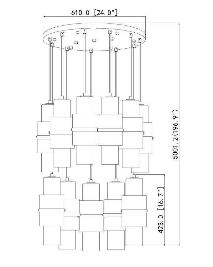 Z-Lite Cayden 24" 11-Light Matte Black and Clear With Etched Opal Glass Shade Chandelier