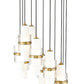 Z-Lite Cayden 24" 11-Light Modern Gold and Clear With Etched Opal Glass Shade Chandelier
