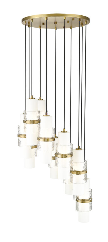 Z-Lite Cayden 24" 11-Light Modern Gold and Clear With Etched Opal Glass Shade Chandelier