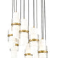 Z-Lite Cayden 24" 11-Light Modern Gold and Clear With Etched Opal Glass Shade Chandelier
