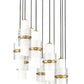 Z-Lite Cayden 24" 11-Light Modern Gold and Clear With Etched Opal Glass Shade Chandelier