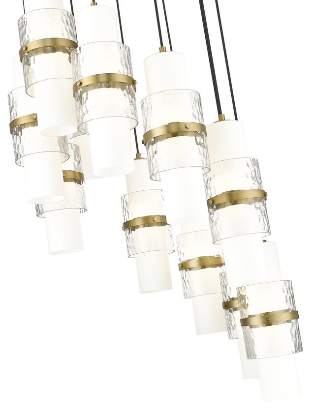 Z-Lite Cayden 24" 11-Light Modern Gold and Clear With Etched Opal Glass Shade Chandelier