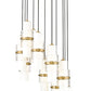 Z-Lite Cayden 24" 11-Light Modern Gold and Clear With Etched Opal Glass Shade Chandelier
