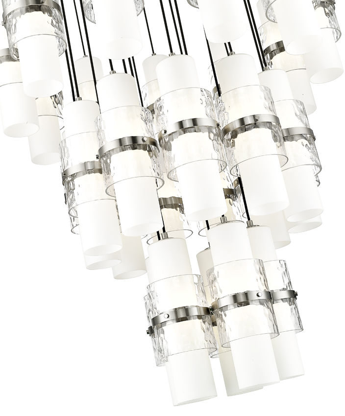Z-Lite Cayden 36" 27-Light Brushed Nickel and Clear With Etched Opal Glass Shade Chandelier