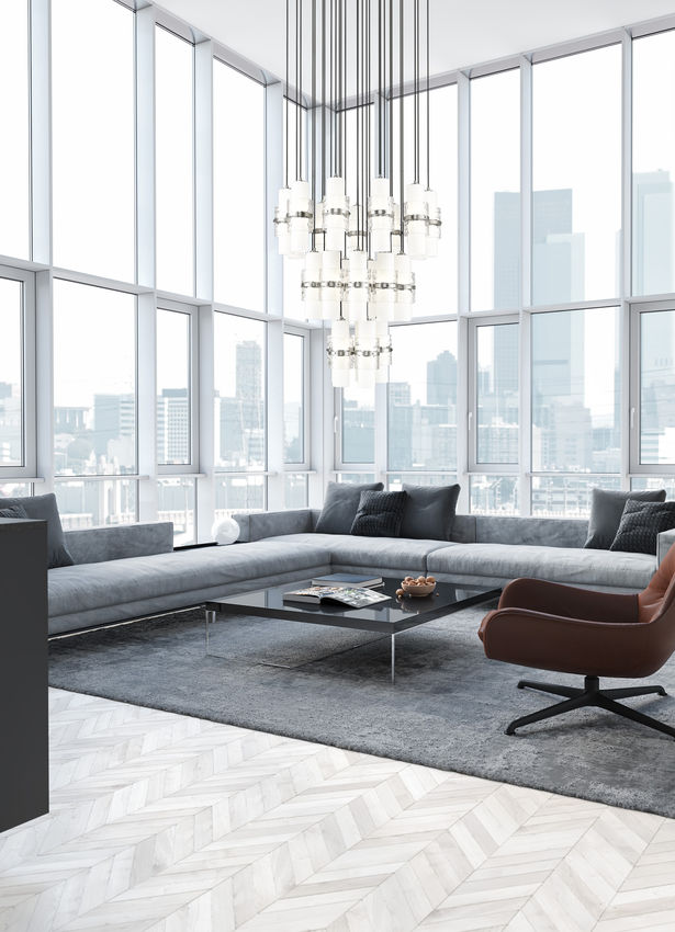 Z-Lite Cayden 36" 27-Light Brushed Nickel and Clear With Etched Opal Glass Shade Chandelier
