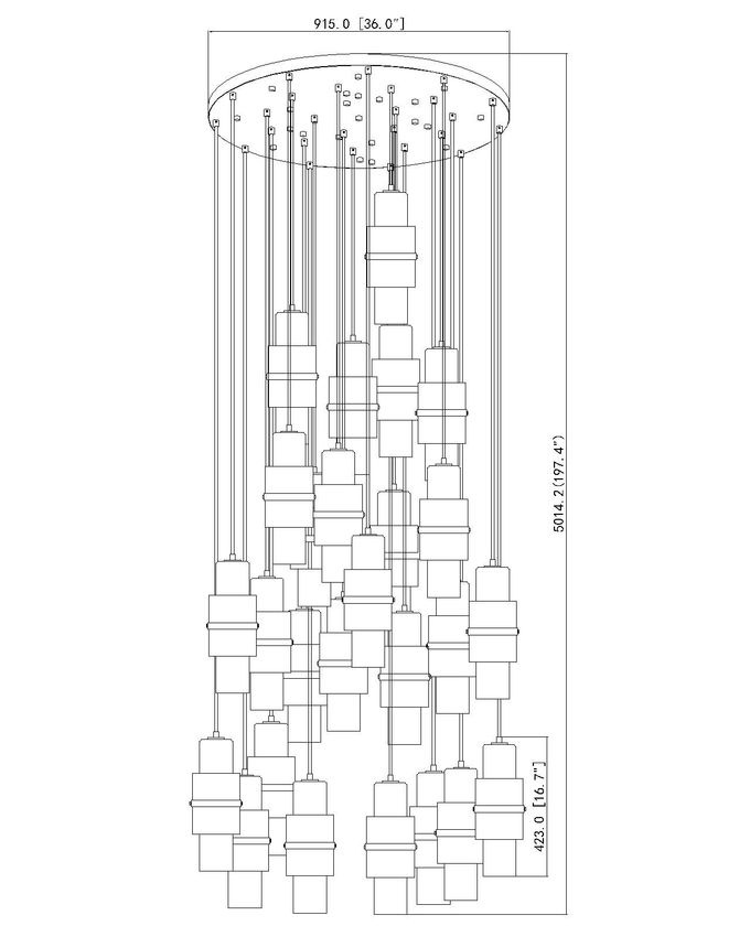 Z-Lite Cayden 36" 27-Light Brushed Nickel and Clear With Etched Opal Glass Shade Chandelier