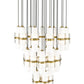 Z-Lite Cayden 36" 27-Light Modern Gold and Clear With Etched Opal Glass Shade Chandelier