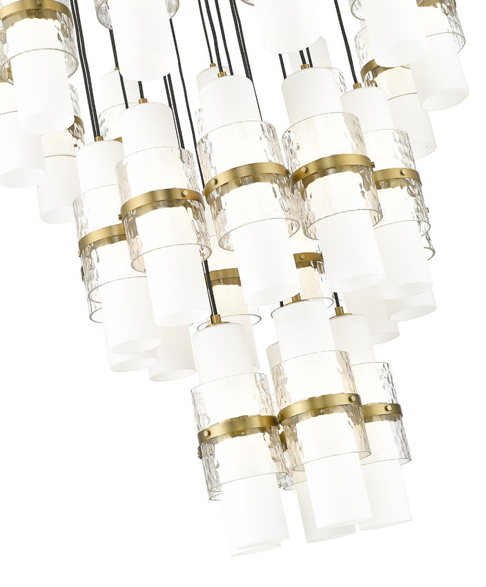 Z-Lite Cayden 36" 27-Light Modern Gold and Clear With Etched Opal Glass Shade Chandelier