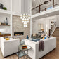 Z-Lite Cayden 36" 27-Light Modern Gold and Clear With Etched Opal Glass Shade Chandelier