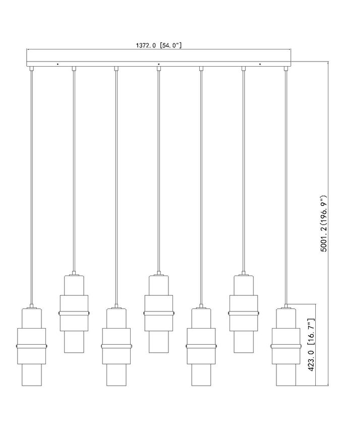 Z-Lite Cayden 5" 7-Light Brushed Nickel and Clear With Etched Opal Glass Shade Linear Chandelier