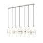 Z-Lite Cayden 5" 7-Light Brushed Nickel and Clear With Etched Opal Glass Shade Linear Chandelier