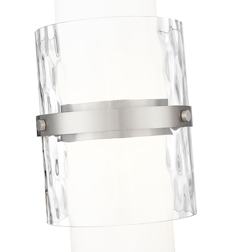 Z-Lite Cayden 7" 1-Light Brushed Nickel and Clear With Etched Opal Glass Shade Pendant Light