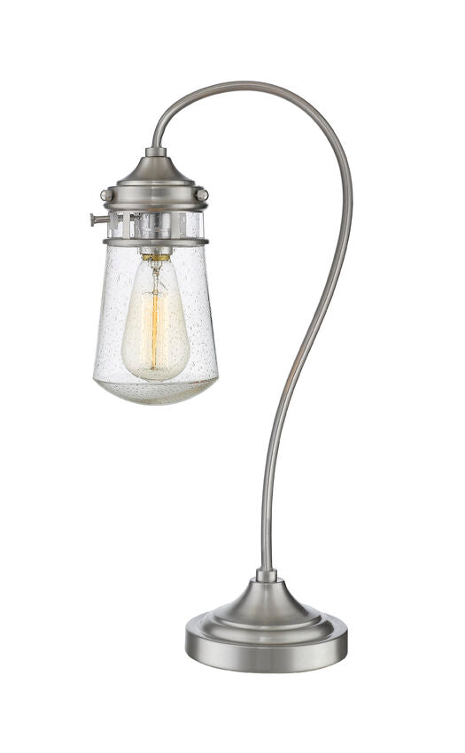 Z-Lite Celeste 6" 1-Light Brushed Nickel Table Lamp With Clear Seedy Glass Shade