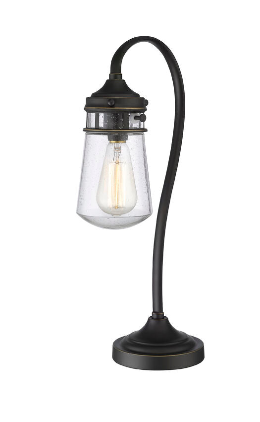 Z-Lite Celeste 6" 1-Light Olde Bronze Table Lamp With Clear Seedy Glass Shade