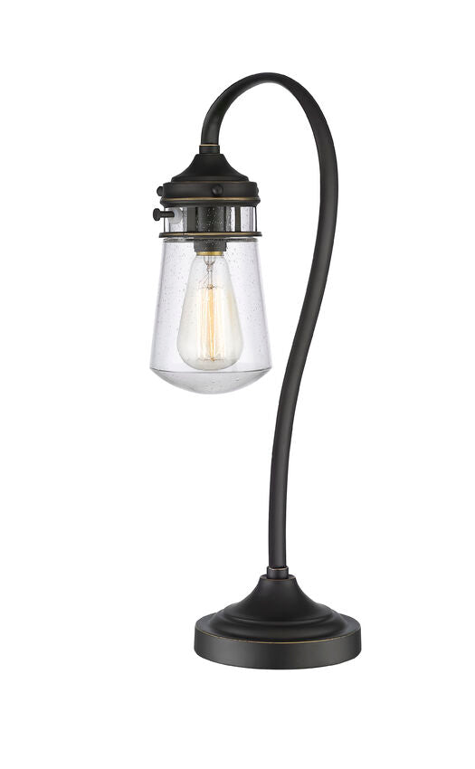 Z-Lite Celeste 6" 1-Light Olde Bronze Table Lamp With Clear Seedy Glass Shade