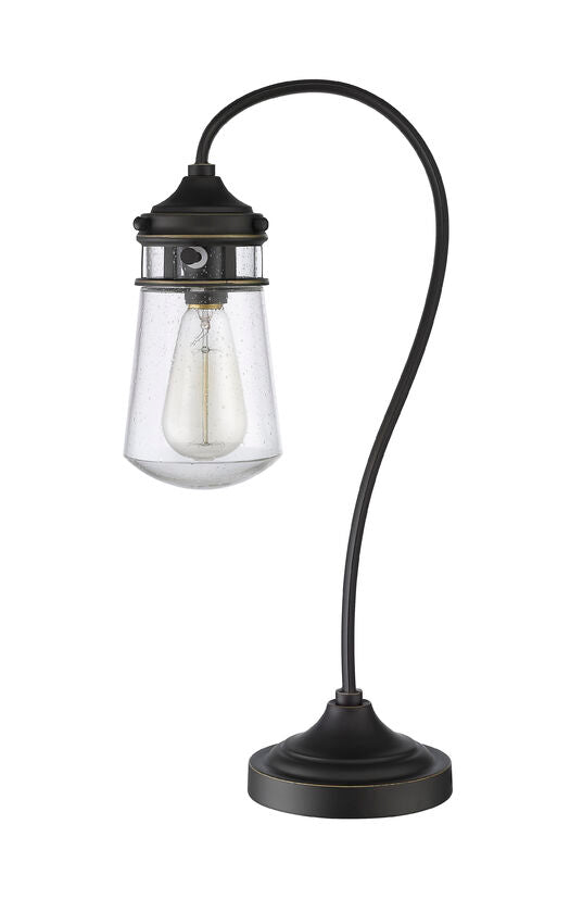 Z-Lite Celeste 6" 1-Light Olde Bronze Table Lamp With Clear Seedy Glass Shade