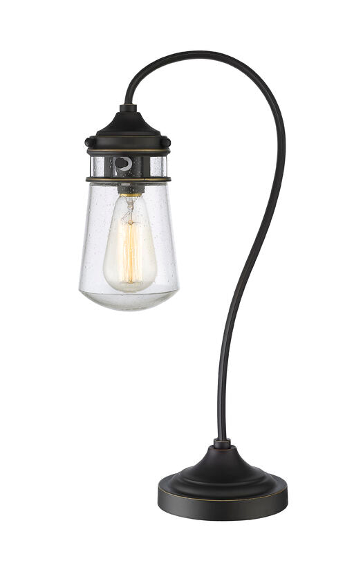 Z-Lite Celeste 6" 1-Light Olde Bronze Table Lamp With Clear Seedy Glass Shade