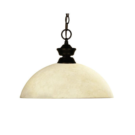 Z-Lite Challenger Riviera Bronze 14" 1-Light Bronze Pendant Light With Golden Mottle Glass Shade