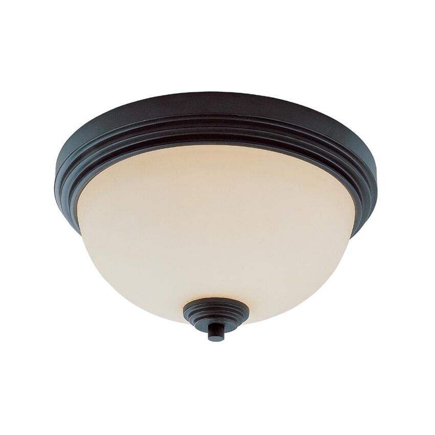 Z-Lite Chelsey 12" 2-Light Bronze Flush Mount Lighting With Matte Opal Glass Shade